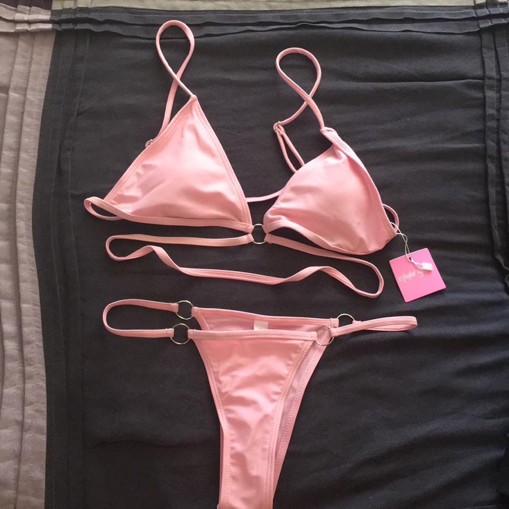 Pink cheeky bikini. Size large but runs small